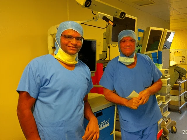 Dr. Hiren Patel in an operating theatre during fellowship training